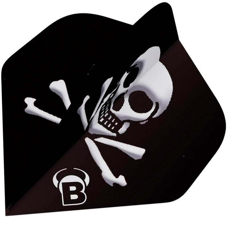 Ailette Bull's Motex A-Standard 75 microns, design tête de mort blanche sur fond noir.