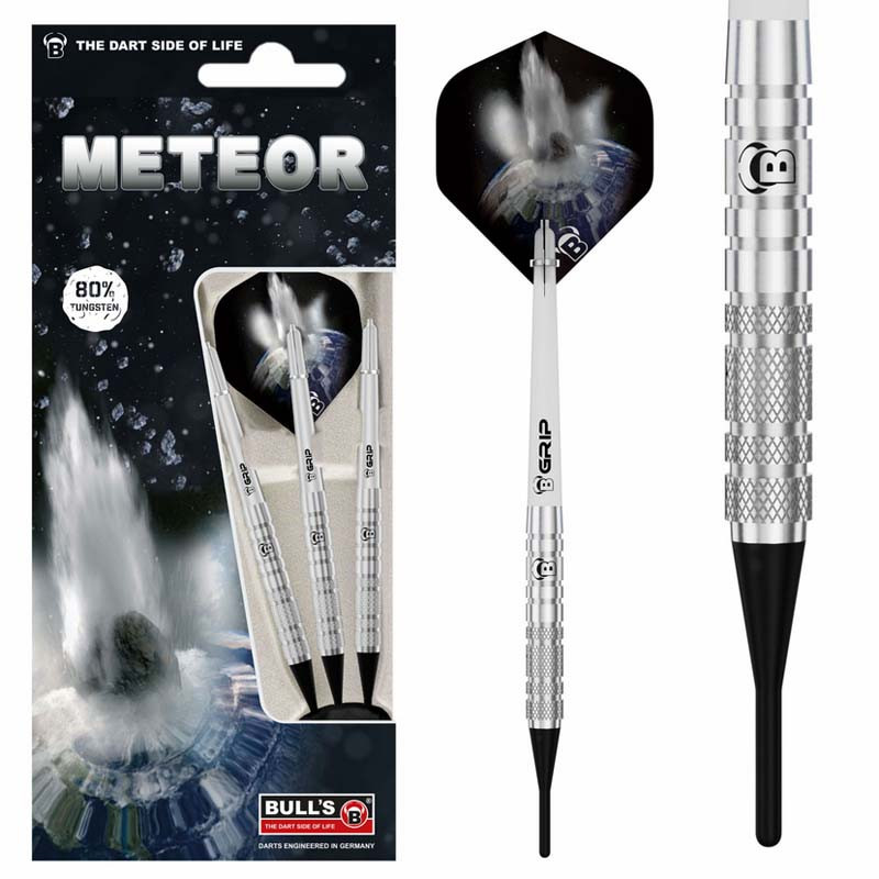 Fléchettes BULL'S Meteor MT1 Soft 18g en tungstène 80%.