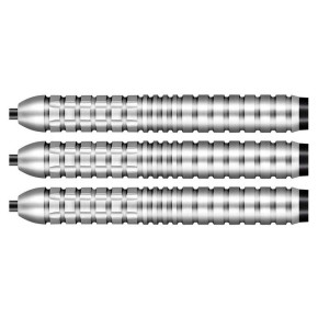 Barils fléchettes Shot Michael Smith 80% tungstène 23g, finition argentée et grip précis.