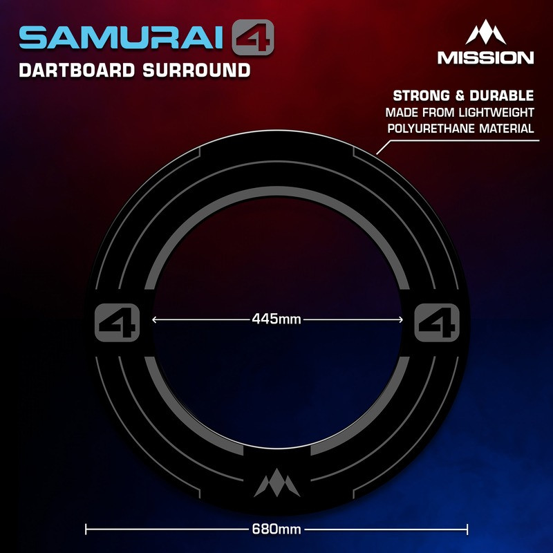 Dimensions du surround Samurai 4 Graphite Edition : 445 mm intérieur, 680 mm extérieur