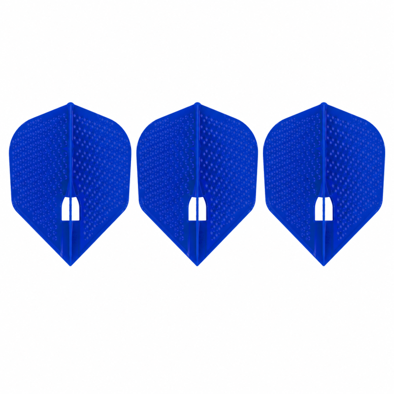 Set de 3 ailettes L-Style L-Flight PRO Dimple L3 bleues, format Shape pour fléchettes.