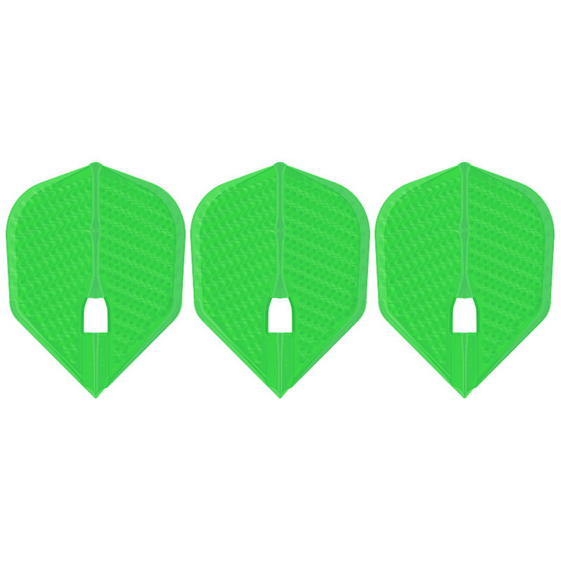 Ailettes L-Style L-Flight PRO Dimple L3 Lime Green, 3 ailettes moulées alignées.