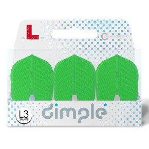 Packaging L-Style L-Flight PRO Dimple L3 Lime Green, set de 3 ailettes vertes.