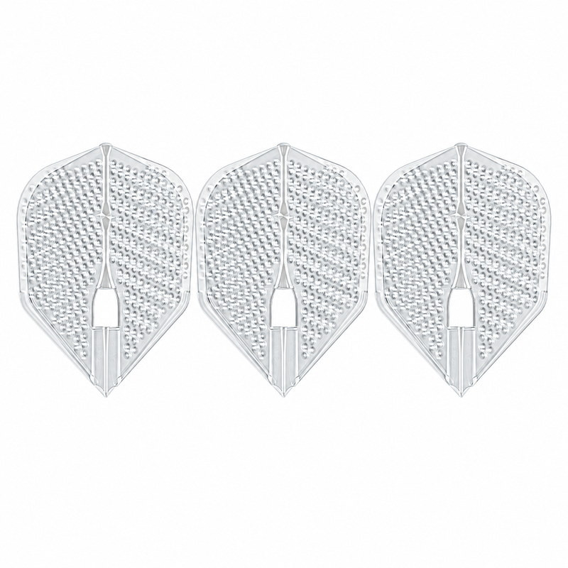 Ailettes L-Style L-Flight PRO Dimple L3 Clear, 3 ailettes transparentes alignées.