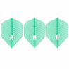 3 ailettes L-Style L-Flight PRO Dimple L3 Pearl Emerald format Shape alignées sur fond blanc.