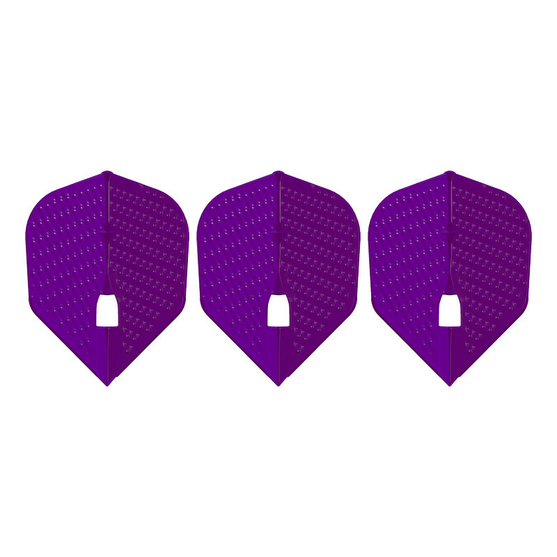 Ailettes L-Style L-Flight PRO Dimple L3 Purple Deep alignées pour fléchettes précises et stables.