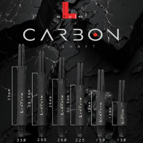Guide des dimensions L-SHaft Carbon Locked Straight noirs pour choisir la bonne longueur de shaft.