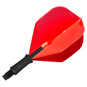 L-SHaft Carbon 130 Extra Short noir monté avec ailette L-Style rouge pour fléchettes.