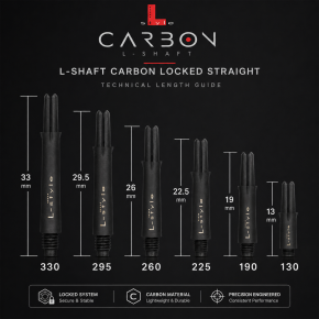 Guide des longueurs L-SHaft Carbon Locked Straight pour choisir ses shafts L-Style noirs.