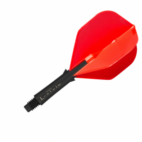 L-SHaft Carbon Locked Straight 190 noir monté avec ailette L-Style rouge.