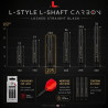 Guide des longueurs L-SHaft Carbon Locked Straight Black avec format 225 mis en avant.