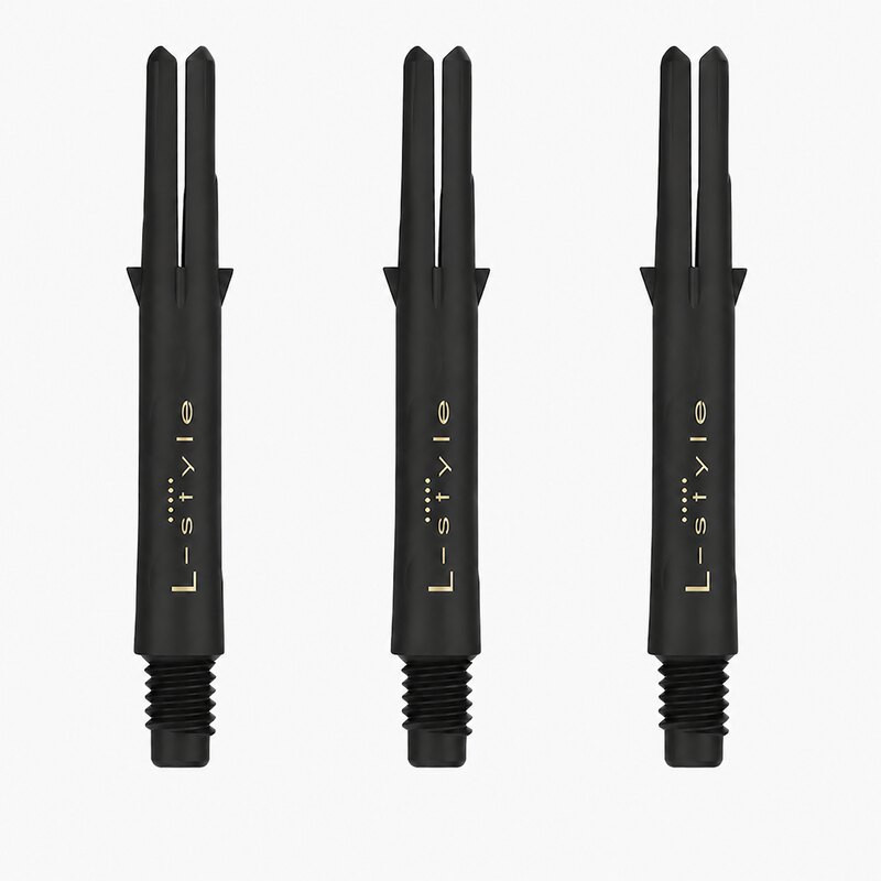 Shafts L-Style L-SHaft Carbon Locked Straight 225 Black, pack de 3 tiges carbone noires.