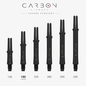 Comparaison des longueurs de tige de fléchette carbone L-STYLE locked straight.