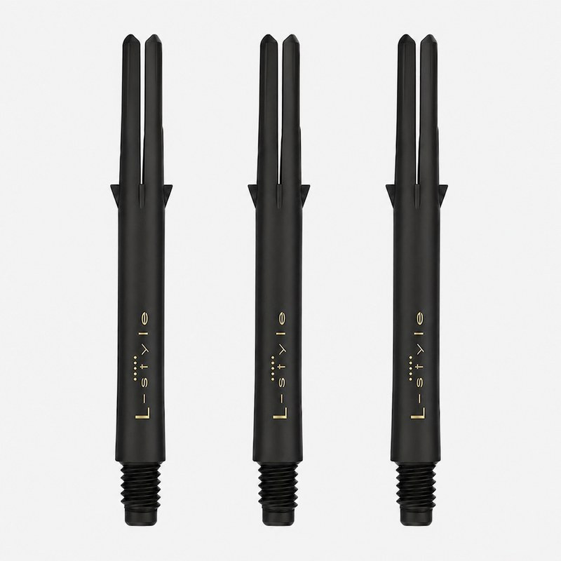 Shafts L-Style L-SHaft Carbon Locked Straight 330 Black, pack de 3 tiges carbone noires.