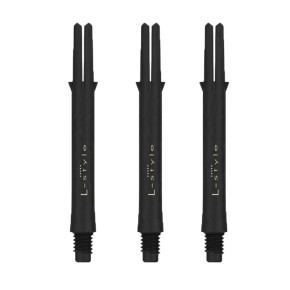 Shafts L-Style L-SHaft Carbon Locked Straight 330 Black, pack de 3 tiges carbone noires.