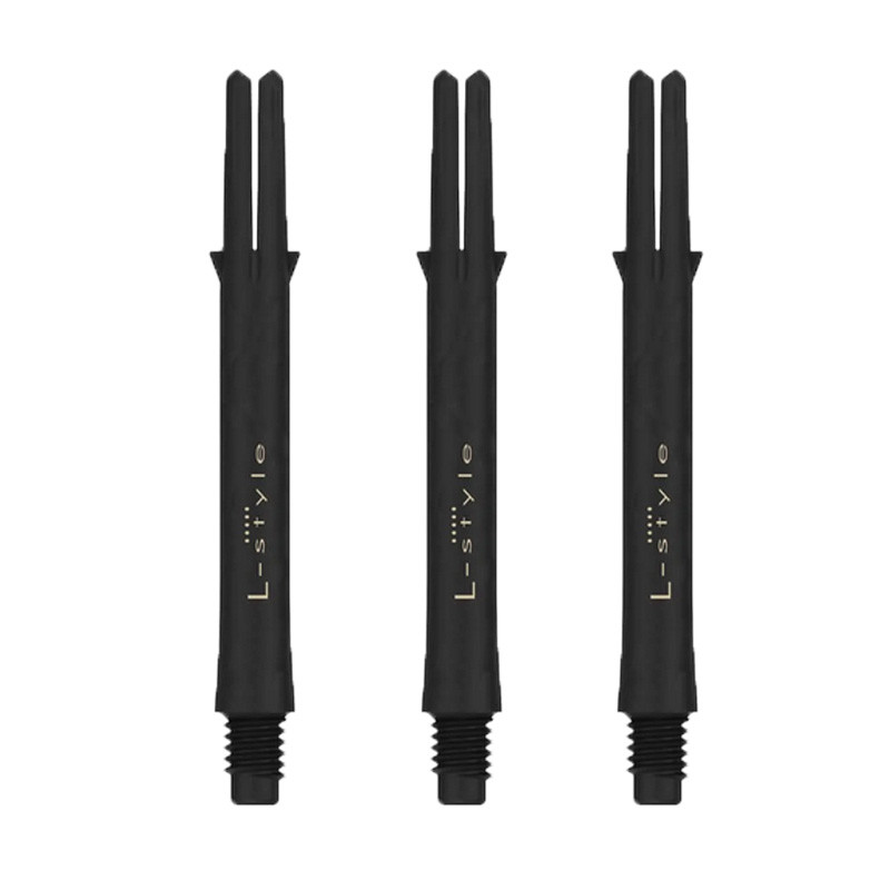Shafts L-Style L-SHaft Carbon Locked Straight 330 Black, pack de 3 tiges carbone noires.