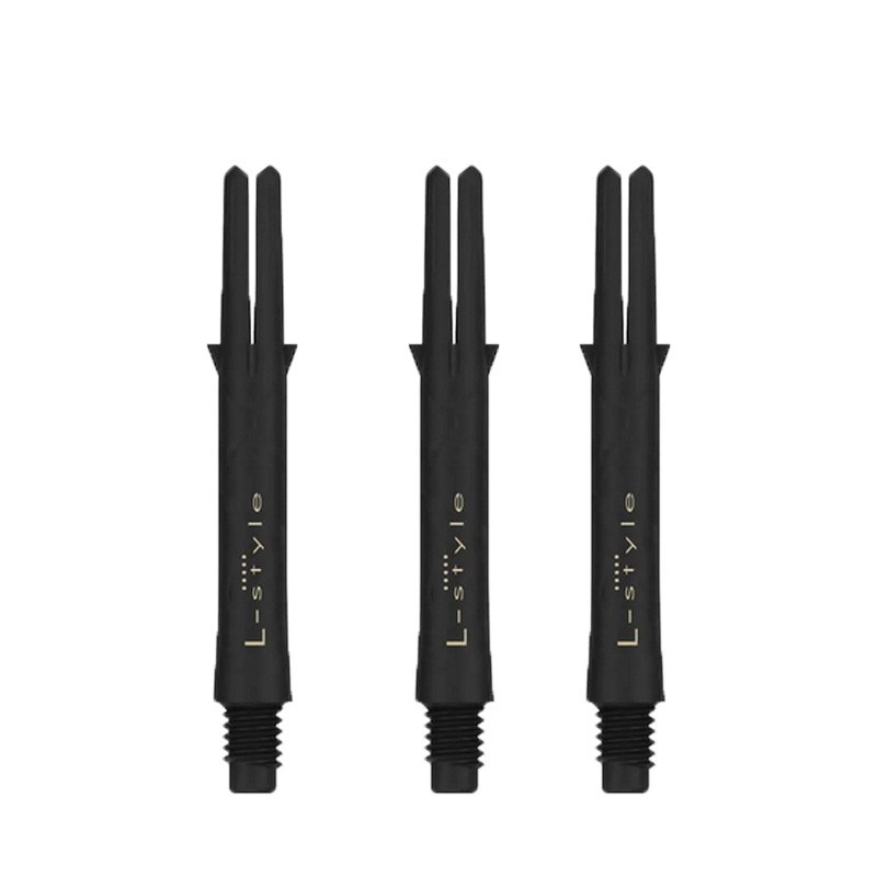 Shafts L-Style L-SHaft Carbon Locked Straight 260 Black, pack de 3 tiges carbone noires.