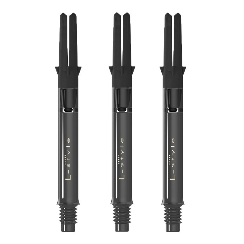 Lot de 3 shafts L-Style Silent Carbon Black 330 medium pour fléchettes.