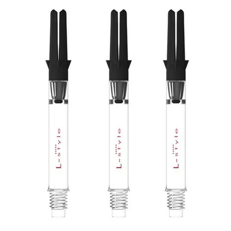 Lot de 3 shafts L-Style Silent Carbon Clear 330 medium pour fléchettes.
