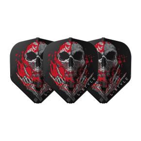 Lot de 3 ailettes L-Style Ryan Searle V3 L1 EZ Standard au design skull noir et rouge.