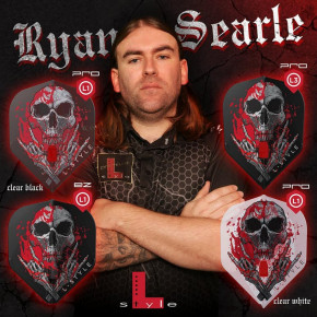 Visuel officiel des ailettes Ryan Searle V3 L-Style L1 EZ Clear Black et Clear White.