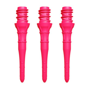 Trois pointes Lippoint Premium Short Neon Pink 2BA, format court rigide pour fléchettes électroniques.