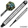 Zoom sur le fût Shot Badlands Krush 20g en 90% tungstène avec grip Shark niveau 3/5.
