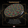 Bull’s Advantage Black, cible professionnelle en sisal africain avec design noir et or.