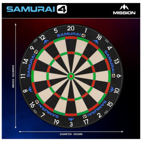 Dimensions officielles de la cible Mission Samurai 4 White Edition diamètre 450 mm.