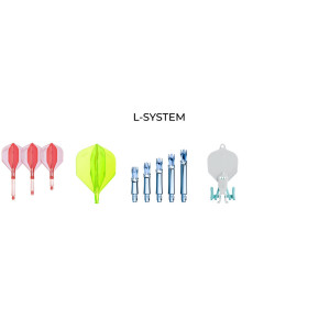 Système modulaire L-Style L-System : exemples de flights, shafts et outil Key-2 – accessoires vendus séparément