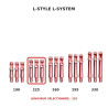 Shafts L-Style L-System ROUGE TRANSPARENT – comparaison des longueurs 190, 225, 260, 295 et 330