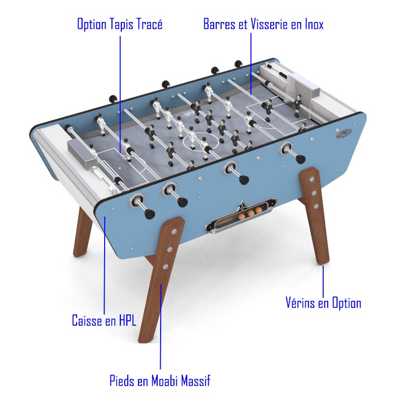 Caractéristiques du babyfoot Stella Star Oudoor Bleu Cap-Ferret.