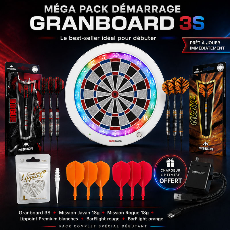 Cible de fléchette Granboard 3S en promo dans un méga pack.